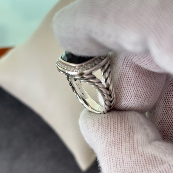 David Yurman 11mm Albion Ring with Black Onyx & Diamonds 5 - Picture 2 of 12